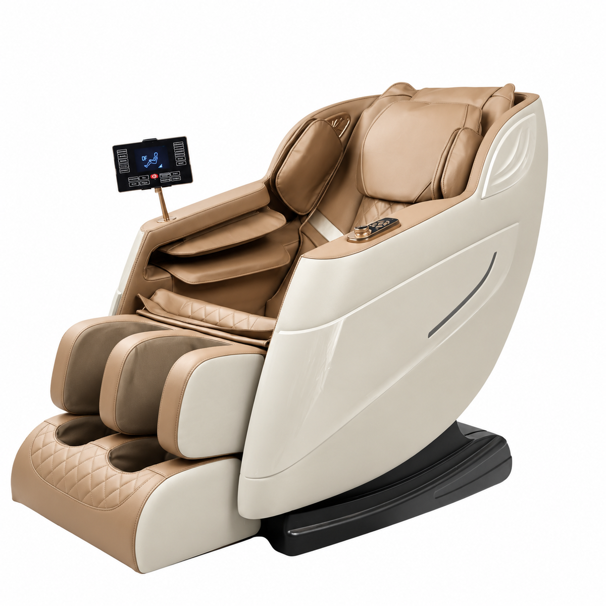 IWAO Performance 8D massagestol i beige set fra siden