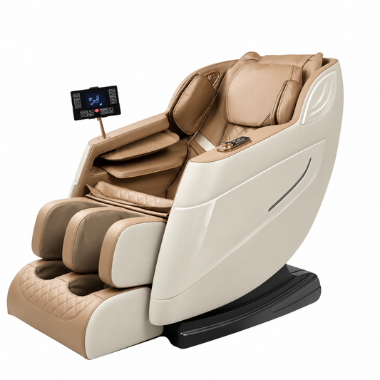 IWAO Performance 8D massagestol i beige set fra siden